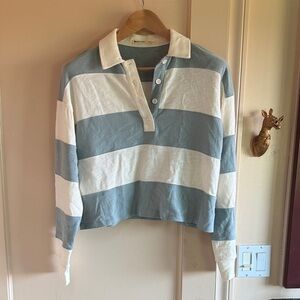 Marine Layer Blue and White Rugby Shirt
